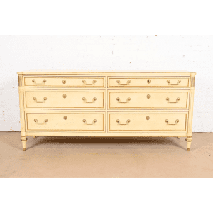 Kindel Furniture French Regency Louis XVI Cream Lacquered Parcel Gilt Dresser