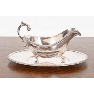 Tiffany & Co. Antique Silverplate Gravy Boat With Tray