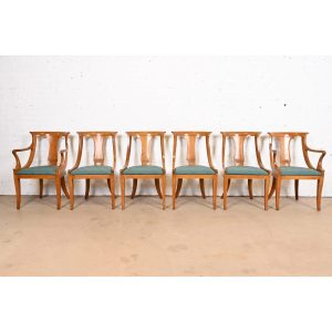Baker Furniture Regency Klismos Cherry Wood Dining Chairs, Set of Six