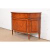 Baker Furniture Style French Regency Louis XVI Burl Wood and Inlaid Marquetry Demilune Chest of Drawers - Image 3
