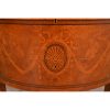 Baker Furniture Style French Regency Louis XVI Burl Wood and Inlaid Marquetry Demilune Chest of Drawers - Image 7