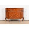Baker Furniture Style French Regency Louis XVI Burl Wood and Inlaid Marquetry Demilune Chest of Drawers - Image 2