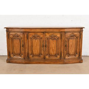 Drexel Heritage French Provincial Louis XV Carved Oak Sideboard or Bar Cabinet, Circa 1960s