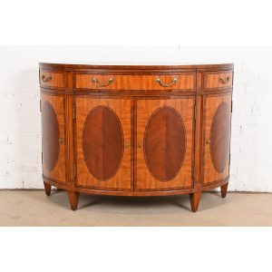Ethan Allen Regency Inlaid Mahogany Demilune Sideboard or Bar Cabinet
