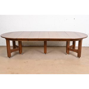 Gustav Stickley Antique Mission Oak Arts & Crafts Extension Dining Table, Newly Refinished