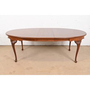 Henkel Harris Queen Anne Solid Mahogany Extension Dining Table, Newly Refinished