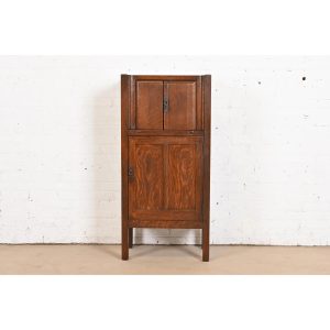 Lifetime Furniture Antique Mission Oak Arts & Crafts Cellarette or Bar Cabinet, Circa 1900