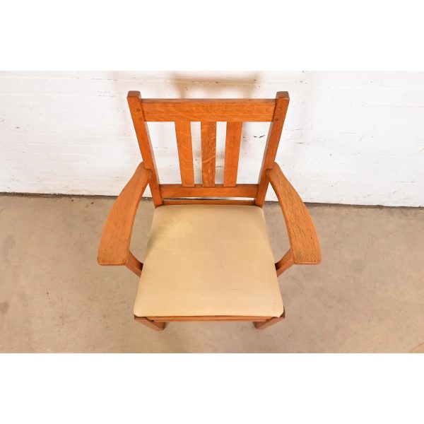 Limbert Antique Mission Oak Arts & Crafts Dining Chairs, Set of Six - Image 5