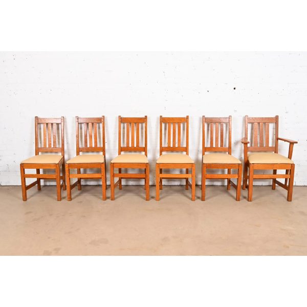 Limbert Antique Mission Oak Arts & Crafts Dining Chairs, Set of Six - Image 3