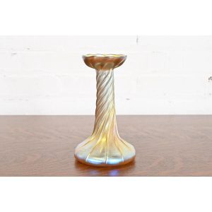Louis Comfort Tiffany Favrile Iridescent Art Glass Candlestick