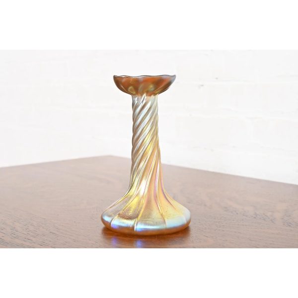 Louis Comfort Tiffany Favrile Iridescent Art Glass Candlestick - Image 4