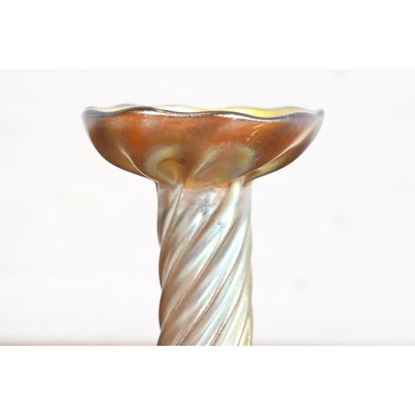Louis Comfort Tiffany Favrile Iridescent Art Glass Candlestick - Image 6