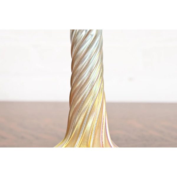 Louis Comfort Tiffany Favrile Iridescent Art Glass Candlestick - Image 7