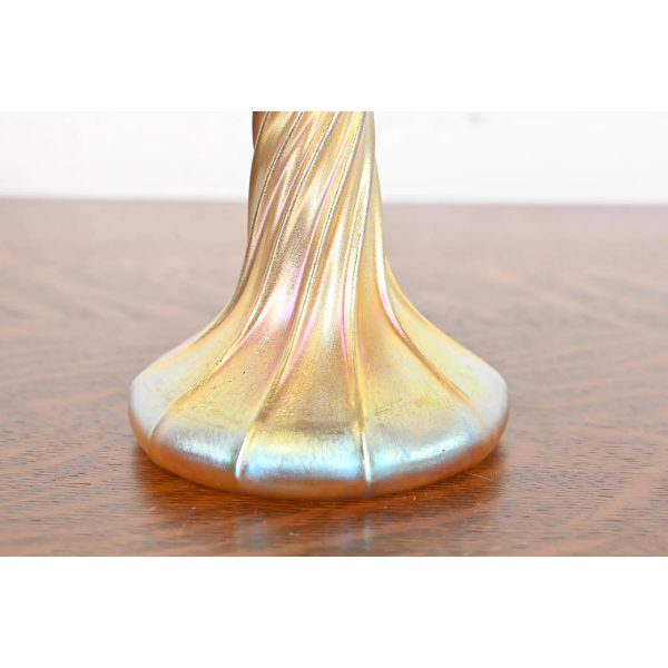 Louis Comfort Tiffany Favrile Iridescent Art Glass Candlestick - Image 8