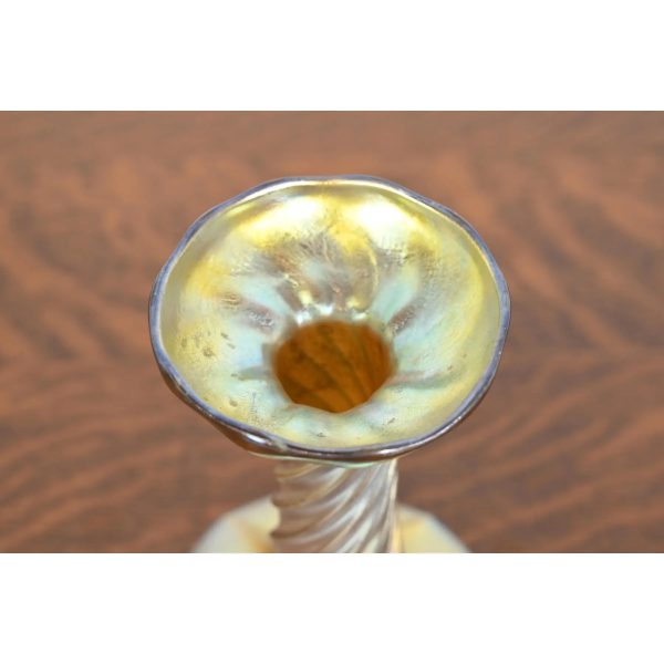 Louis Comfort Tiffany Favrile Iridescent Art Glass Candlestick - Image 5