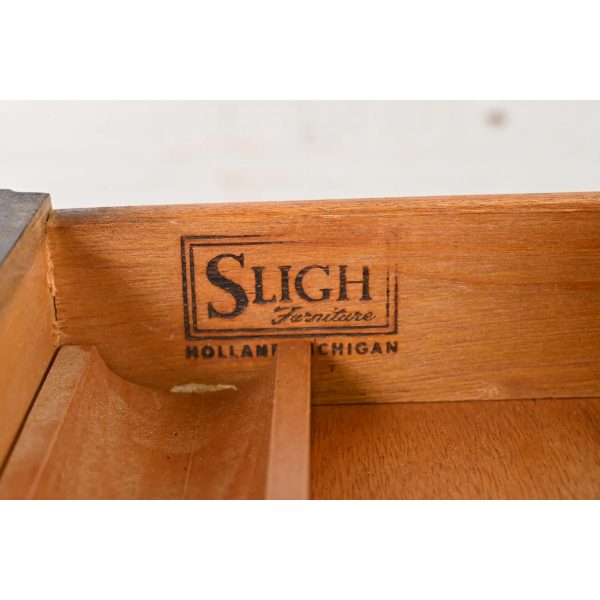 Sligh Furniture French Provincial Louis XV Carved Cherry Wood Leather Top Writing Desk, Circa 1960s - Image 8