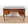 Sligh Furniture French Provincial Louis XV Carved Cherry Wood Leather Top Writing Desk, Circa 1960s - Image 5