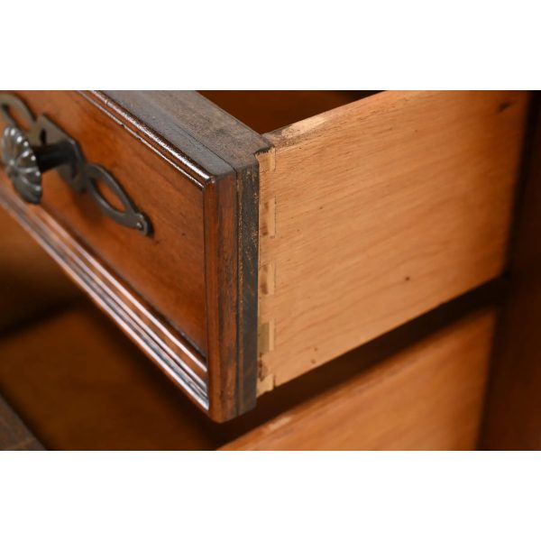 Sligh Furniture French Provincial Louis XV Carved Cherry Wood Leather Top Writing Desk, Circa 1960s - Image 6
