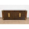 William Doezema for Mastercraft Mid-Century Modern Burl Wood and Brass Greek Key Sideboard Credenza, 1970s - Image 3