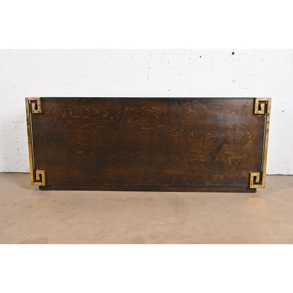 William Doezema for Mastercraft Mid-Century Modern Burl Wood and Brass Greek Key Sideboard Credenza, 1970s - Image 11