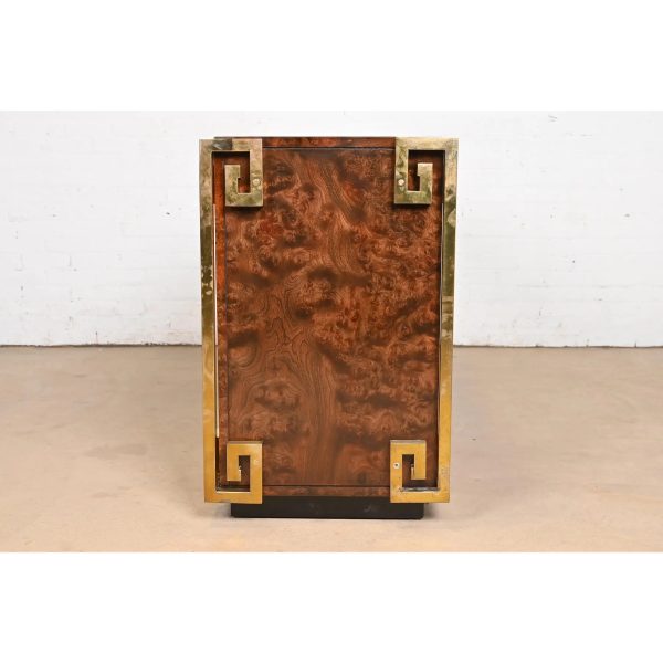 William Doezema for Mastercraft Mid-Century Modern Burl Wood and Brass Greek Key Sideboard Credenza, 1970s - Image 10