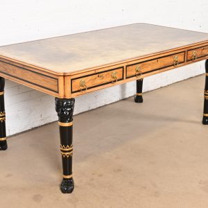 Baker Furniture Egyptian Revival Rosewood Leather Top Executive Bureau Plat Desk