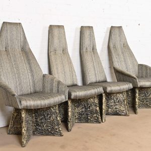 Adrian Pearsall Mid-Century Brutalist High Back Dining Chairs, Set of Four