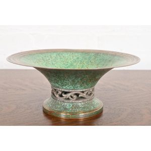 Carl Sorensen Art Deco Verdigris Bronze Footed Centerpiece Bowl or Fruit Bowl