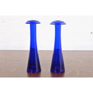 Elsa Peretti for Tiffany & Co. Cobalt Blue Murano Glass Candlesticks, Pair