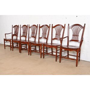 Ethan Allen Style Shaker Solid Cherry Wood Dining Chairs, Set of Six