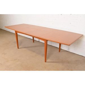 Falster Danish Modern Teak Boat-Shaped Extension Dining Table, Newly Refinished