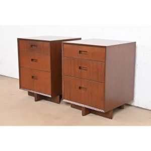 Frank Lloyd Wright for Heritage Henredon Taliesin Mahogany Bedside Chests, Newly Refinished