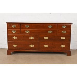 Henkel Harris Georgian Solid Cherry Wood Ten-Drawer Dresser, Newly Refinished