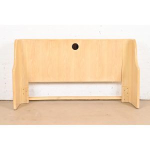 Jay Spectre for Century Furniture Modern Art Deco White Oak & Chrome Queen Size Headboard