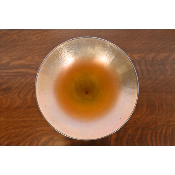 Louis Comfort Tiffany Favrile Iridescent Art Glass Tall Trumpet Vase - Image 6