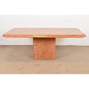 Modern Italian Rouge Marble Pedestal Dining Table, Circa 1970s