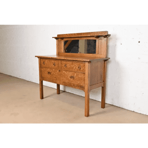 Stickley Brothers Antique Mission Tiger Oak Arts & Crafts Sideboard or Bar Cabinet, Circa 1900