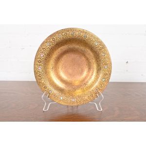 Tiffany Studios New York Bronze Doré Bowl With Abalone Inlay
