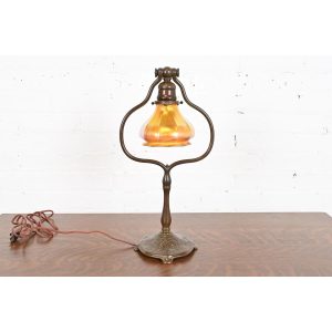 Tiffany Studios New York Zodiac Bronze Harp Desk Lamp