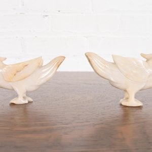 Antique Chinese Hand Carved White Jade Birds, Pair