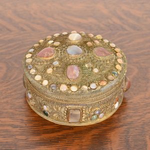Antique Tibetan Bronze Filigree and Agate Ceremonial Wedding Box