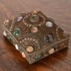 Antique Tibetan Bronze Filigree and Agate Jewelry Box - Image 3