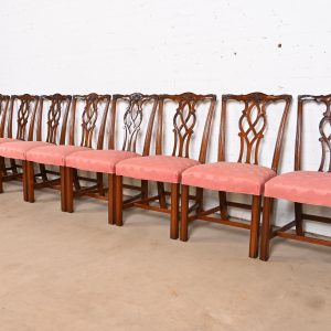 Kindel Furniture Georgian Carved Mahogany Dining Chairs, Set of Eight
