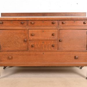 Stickley Brothers Style Antique Mission Tiger Oak Arts & Crafts Sideboard or Bar Cabinet, Circa 1900