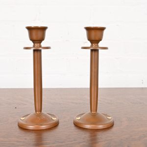 Benedict Studios Arts & Crafts Bronze Candlesticks, Circa 1910