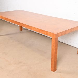 Milo Baughman Style Burl Wood Parsons Extension Dining Table by Lane, Newly Refinished