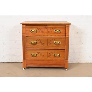 Antique Victorian Carved Oak Dresser or Chest of Drawers, Circa 1890s
