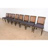 Baker Furniture French Regency Louis XVI Ebonized and Gold Gilt Cane Back Dining Chairs, Set of Eight - Image 3