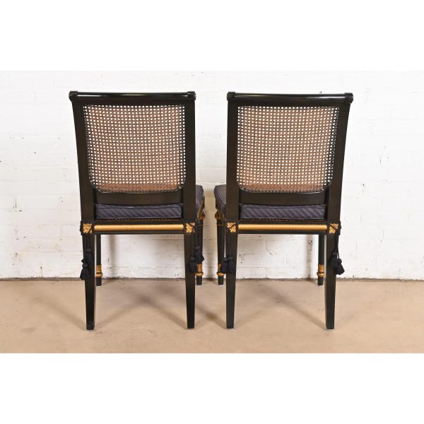 Baker Furniture French Regency Louis XVI Ebonized and Gold Gilt Cane Back Dining Chairs, Set of Eight - Image 10