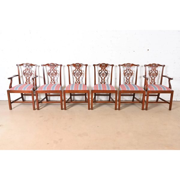 Baker Furniture Historic Charleston Georgian Carved Mahogany Dining Chairs, Set of Six - Image 3